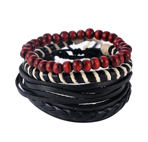 Bracelet en cuir Hommes Multicouche Perle Bracelet Punk Wrap Bracelets pour Femmes Vintage punk Hommes Bijoux