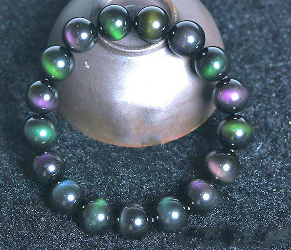 Arc-en-Violet Vert Obsidienne Oeil Bracelet