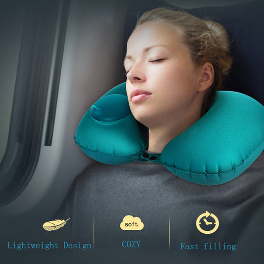 Portable U-Shape Inflatable Travel Pillow Car Head Rest Air Cushion For Travel Office Nap Head Rest Air Cushion Neck Pillow