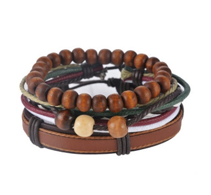 Bracelet en cuir Hommes Multicouche Perle Bracelet Punk Wrap Bracelets pour Femmes Vintage punk Hommes Bijoux