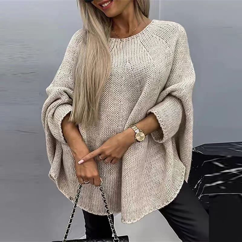 Pull châle en tricot européen et américain Cape Poncho à la mode