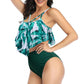 Nouveau Style Maillot de Bain Double Couche Lotus Feuille Tropicale Forêt Tropicale Haute Taille Maillot de Bain Fendu