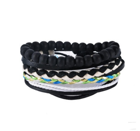 Bracelet en cuir Hommes Multicouche Perle Bracelet Punk Wrap Bracelets pour Femmes Vintage punk Hommes Bijoux