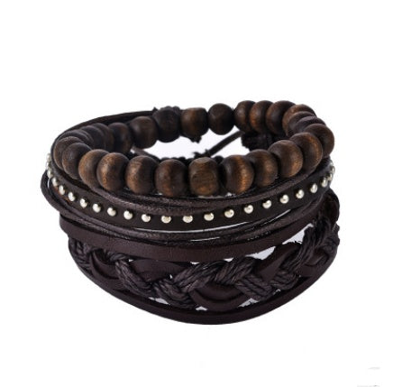 Bracelet en cuir Hommes Multicouche Perle Bracelet Punk Wrap Bracelets pour Femmes Vintage punk Hommes Bijoux