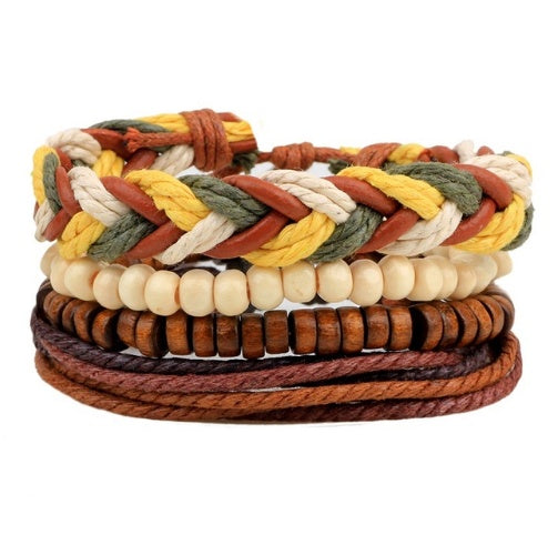 Bracelet en cuir Hommes Multicouche Perle Bracelet Punk Wrap Bracelets pour Femmes Vintage punk Hommes Bijoux