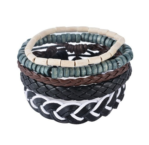 Bracelet en cuir Hommes Multicouche Perle Bracelet Punk Wrap Bracelets pour Femmes Vintage punk Hommes Bijoux