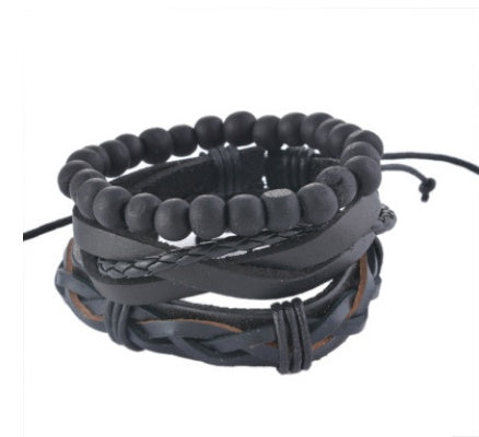 Bracelet en cuir Hommes Multicouche Perle Bracelet Punk Wrap Bracelets pour Femmes Vintage punk Hommes Bijoux