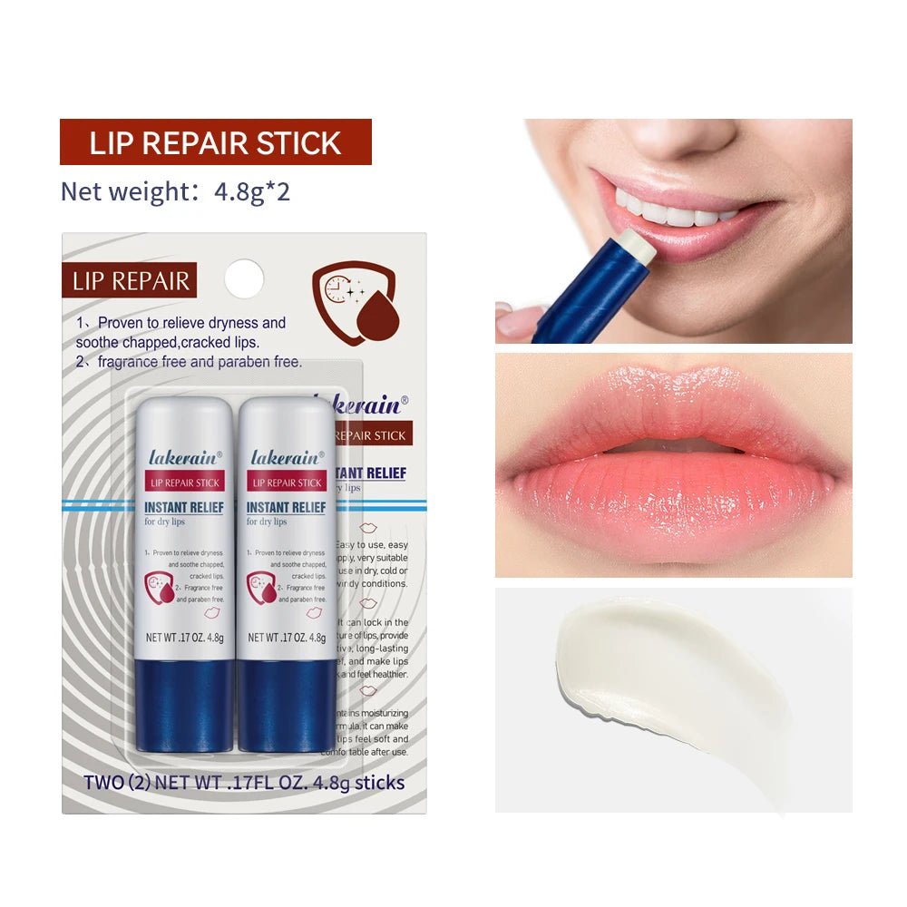 2pcs/Lot Moisturizing Lip Repair Stick Instant Relief For Dry Lips Lip Balm Paraben Free Lip Care Product Lipstick Base Cream