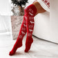 Hiver Noël chaud tricoté femmes bas beau Elk flocon de neige jacquard sur le genou longues chaussettes décontractées pour dames cadeaux taille gratuite