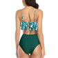 Nouveau Style Maillot de Bain Double Couche Lotus Feuille Tropicale Forêt Tropicale Haute Taille Maillot de Bain Fendu